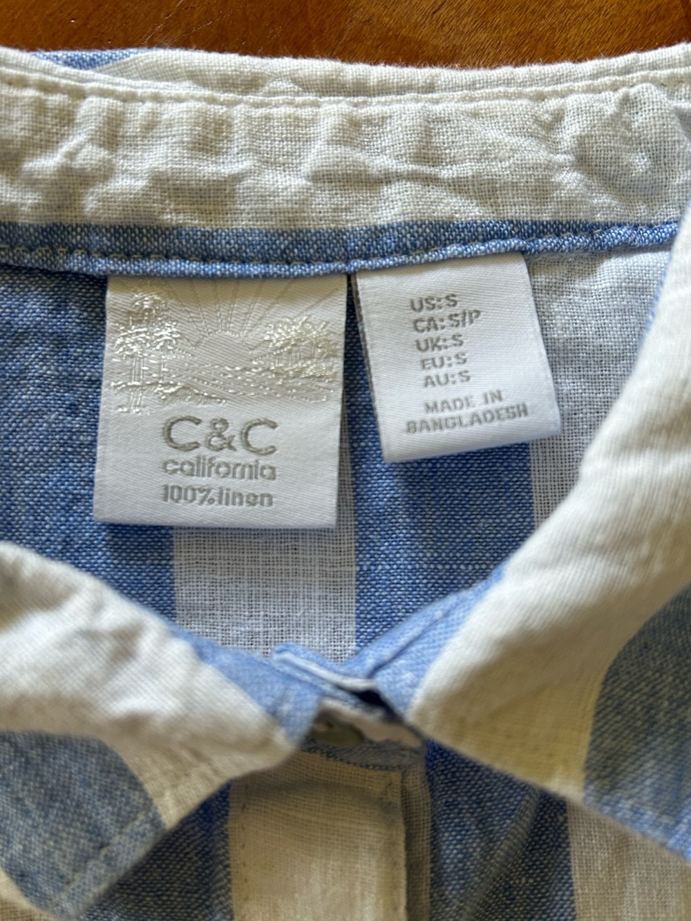 C&C California Striped Linen Top Sz Small - Picture 4 of 7
